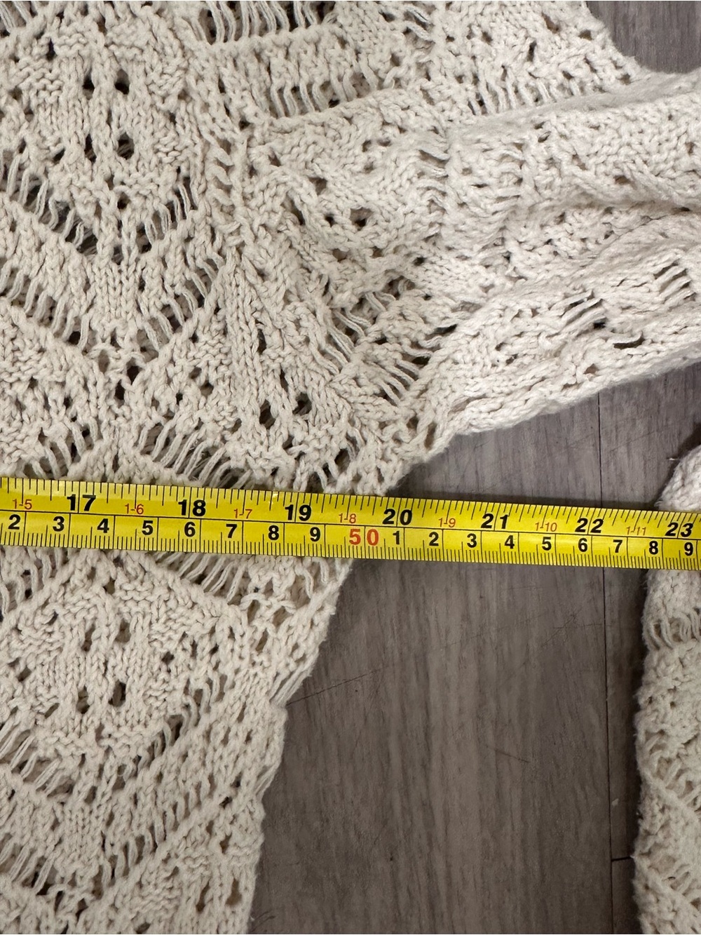 Open Knit Duster Cardigan M Cream Boho Festival Cottagecore Crochet - Picture 3 of 5